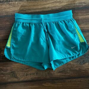 Nike Women's Aqua and Yellow Athletic Shorts